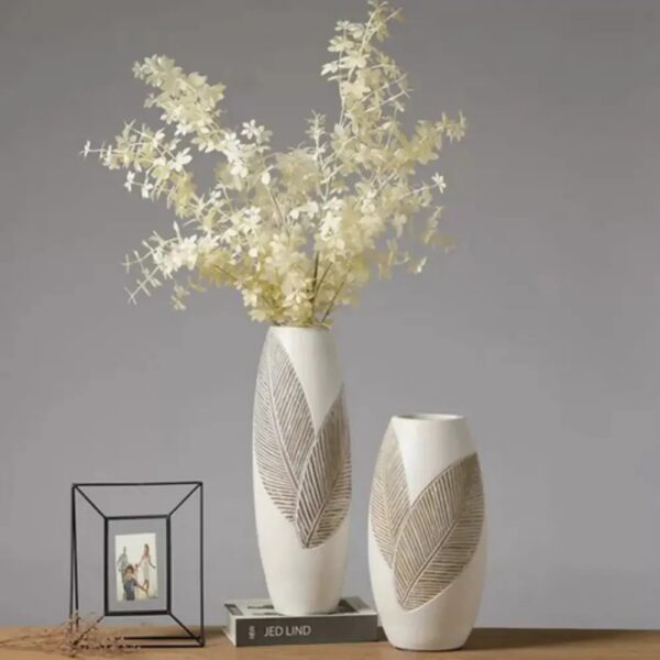 Grand Vase Blanc Décoratif 45cm (1) Grand Vase Blanc Décoratif 45cm