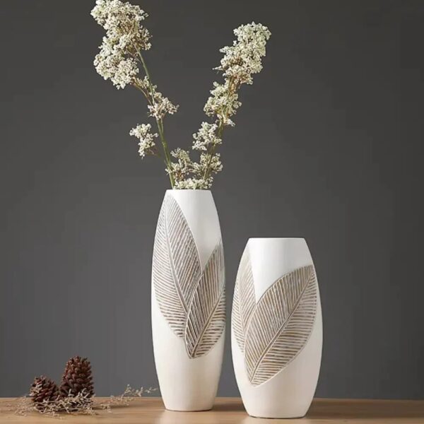 Grand Vase Blanc Décoratif 45cm (2) Grand Vase Blanc Décoratif 45cm