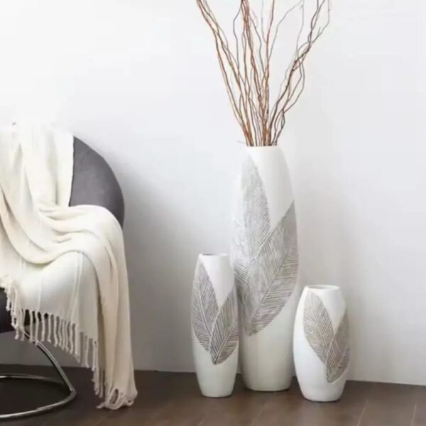 Grand Vase Blanc Décoratif 45cm (3) Grand Vase Blanc Décoratif 45cm