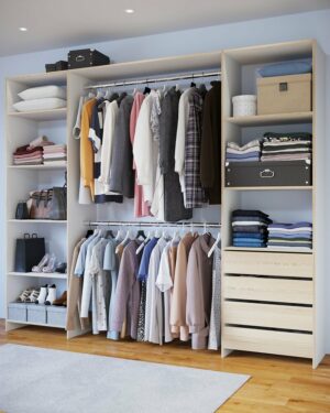 323779-q4tdst60x4-ewhr Aménagement de placard dressing mélaminé (chêne clair blanc)