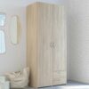 Armoire_DAILY2_avec_2_portes_2_tiroirs_imitation_Ch_ne_sonoma_et_blanc Armoire DAILY2 avec 2 portes 2 tiroirs imitation Chêne sonoma et blanc