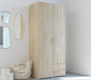 Armoire_DAILY2_avec_2_portes_2_tiroirs_imitation_Ch_ne_sonoma_et_blanc Armoire DAILY2 avec 2 portes 2 tiroirs imitation Chêne sonoma et blanc