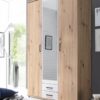 Armoire avec penderie et tiroirs ARTY Blanc et imitation chêne