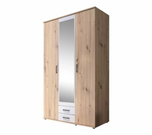 Armoire_avec_penderies_et_tiroirs_ARTY_Blanc_et_imitation_ch_ne Armoire avec penderie et tiroirs ARTY Blanc et imitation chêne