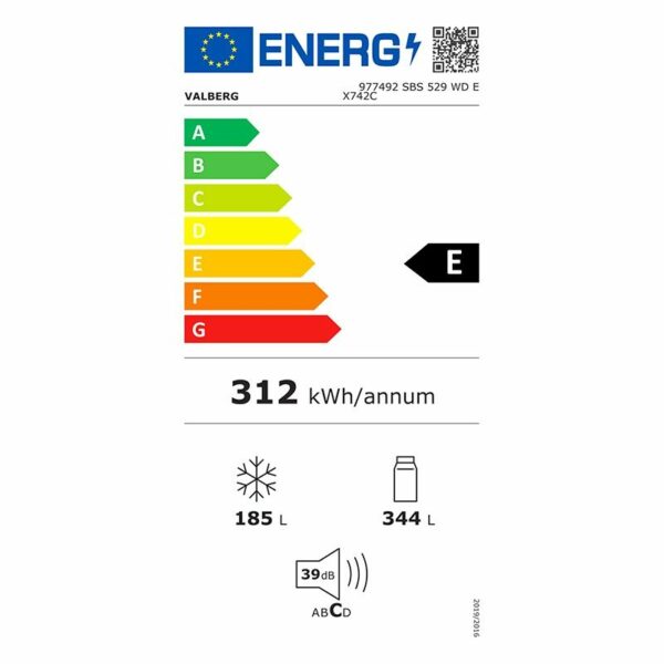 E977492 Réfrigérateur américain VALBERG SBS 529 WD E X742C