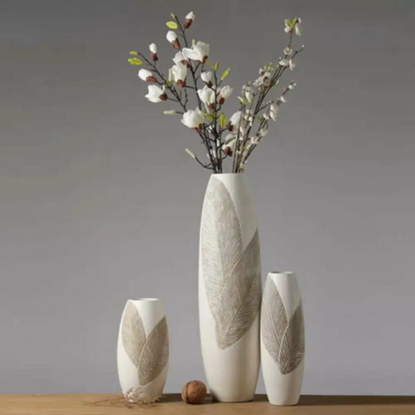 Grand Vase Blanc Décoratif 80cm