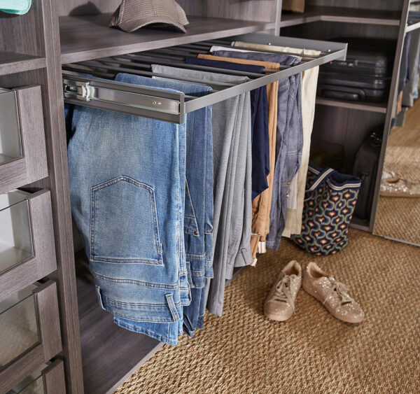 porte-pantalons-coulissant-en-acier-gris-11-barres4 Porte pantalons coulissant en acier gris 11 barres L. 96,4 x P. 51 cm