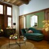 Méridienne convertible avec coffre LALOU effet velours vert