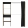 Kit Placard Avec Rideau Coloris Chêne Brosse/noir Mat - 168,2 X 187 X 50 Cm