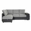 Canapé d'angle gauche convertible avec coffre EVERY tissu gris foncé et gris clair
