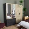 Armoire 4 portes 2 tiroirs L.179 cm READY imitation chêne kronberg et ardoise