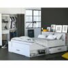 Armoire dressing extensible MOKA Blanc perle et rideau gris