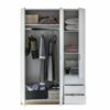 Armoire ZOA 3 tiroirs et 3 portes Blanc et chêne