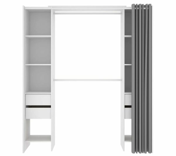 telechargement_1e752abf-0248-41a4-afb5-f3f232ce025b Armoire Dressing Extensible Avec Rideau + 4 Tiroirs Coloris Blanc - L. 100-180 X H. 203 X P. 50 Cm
