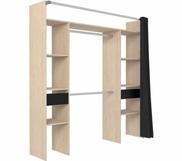 telechargement_2_6cab1b3c-49bc-484c-9c3c-ee31038e0160 Dressing Avec Rideau - 2 Colonnes Avec 2 Tiroirs + 2 Penderies - Décor Chêne Jackson Et Noir - Como