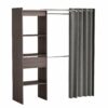 Armoire dressing extensible avec rideau MOKA imitation chêne foncé wengé