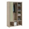 Kit dressing avec rideau beige L.105 cm OPTIMAL 2 imitation chêne