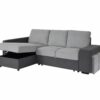Canapé d'angle gauche convertible avec coffre EVERY tissu gris foncé et gris clair