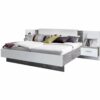 Lit 140x190 cm GINGER 2 chevets suspendus Gris clair et blanc mat