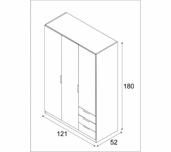 Armoire ZOA 3 tiroirs et 3 portes Blanc et chêne