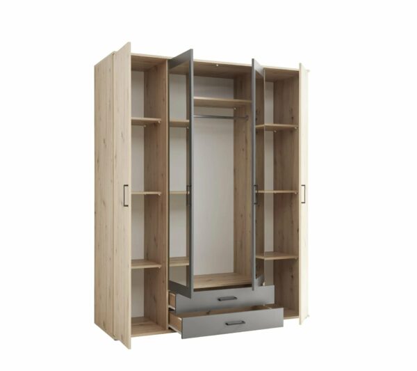 Armoire avec penderie et tiroirs ARTY imitation chêne et gris