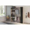 Kit Placard Avec Rideau Coloris Chêne Brosse/noir Mat - 168,2 X 187 X 50 Cm