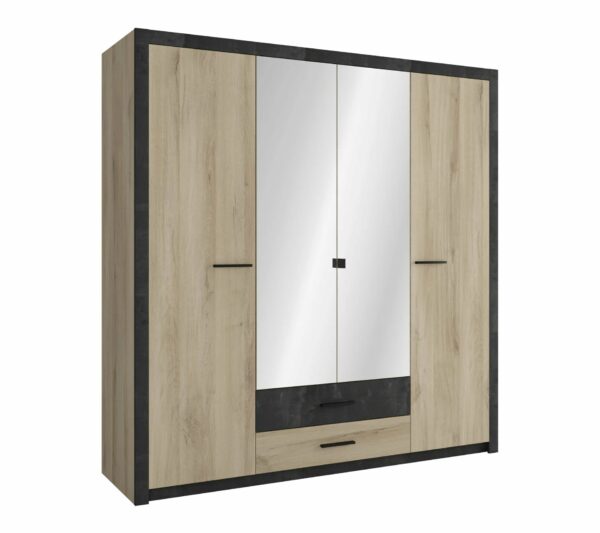 telechargement_3_f276fb42-31df-4279-a651-28a6161cade4 Armoire 4 portes avec miroir COLO lingère et penderie imitation chêne et noir