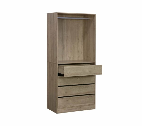 Module Dressing Avec 4 Tiroirs Et 1 Penderie Naturel. Panneaux Stratifiés