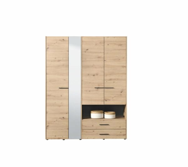 telechargement_4_286c29dc-a201-4e4d-ac6e-5e5eeb3774b3 Armoire avec miroir, étagères, penderie et tiroirs LEON imitation Chêne et noir