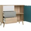 Rangement scandinave ARUBA Chêne, gris, bleu et blanc