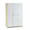 Armoire ZOA 3 tiroirs et 3 portes Blanc et chêne