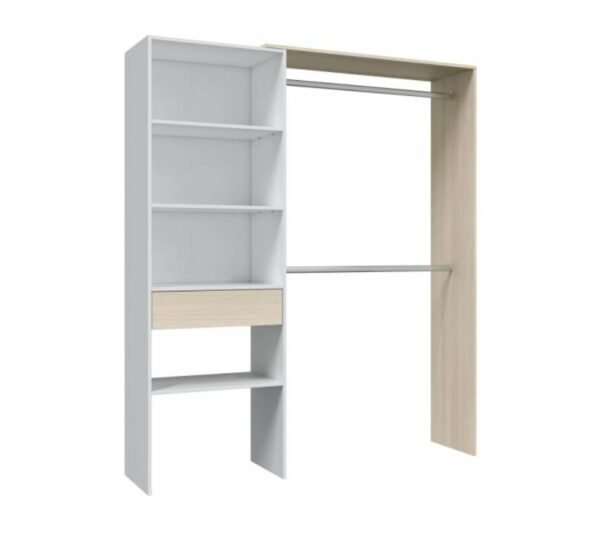 telechargement_4_9740d81f-a5b7-4870-9955-f3bf4628d154 Aménagement Dressing Réversible Blanc/chêne - Daji - L 158 X L 40 X H 187 Cm