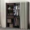 Armoire dressing extensible avec rideau MOKA imitation chêne foncé wengé