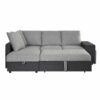 Canapé d'angle gauche convertible avec coffre EVERY tissu gris foncé et gris clair