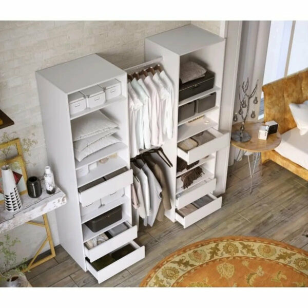 telechargement_55 Kit dressing 2 colonnes + 2 penderies + 6 tiroirs - Décor blanc - L 177 x P 48 H 200,2 cm - Combi