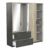 Armoire 4 portes 2 tiroirs L.179 cm READY imitation chêne kronberg et ardoise