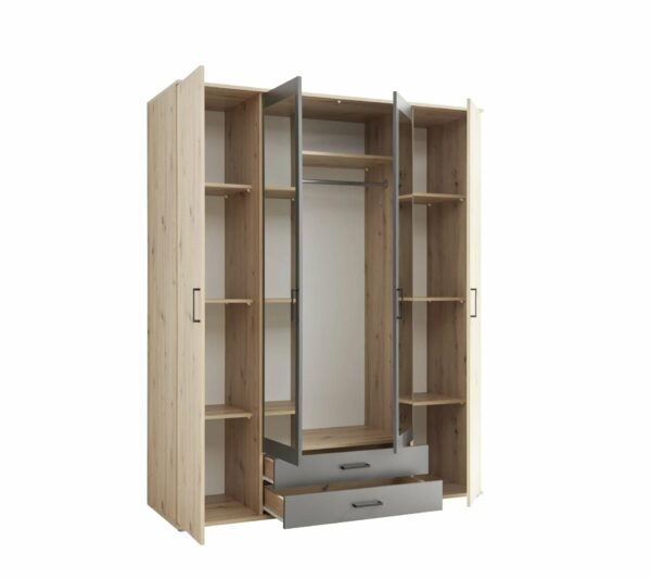 Armoire avec penderie et tiroirs ARTY imitation chêne et gris
