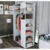 Meuble Dressing Penderie Blanc 8 Niches Miroir Roulettes L 100 H 174 P 45 Cm