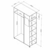 Meuble Dressing Penderie Blanc 8 Niches Miroir Roulettes L 100 H 174 P 45 Cm
