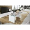 Table basse avec plateau relevable YANA Blanc et imitation béton