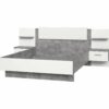 Lit 140x190 cm GINGER 2 chevets suspendus Gris clair et blanc mat