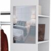 Meuble Dressing Penderie Blanc 8 Niches Miroir Roulettes L 100 H 174 P 45 Cm