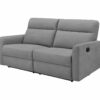 Canapé 3 places 2 relax manuels CORRANO tissu gris clair