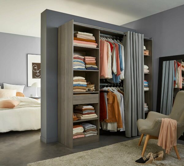 telechargement_9 Kit dressing 2 colonnes avec rideau Eklips II H. 200 cm x L. 200 cm décor chêne grisé