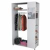 Meuble Dressing Penderie Blanc 8 Niches Miroir Roulettes L 100 H 174 P 45 Cm