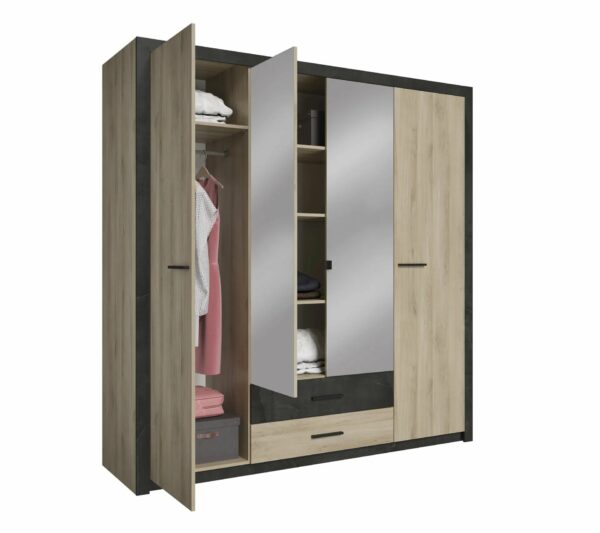 telechargement_c7ac9d9b-a068-49d1-ac31-b76adb7403d2 Armoire 4 portes avec miroir COLO lingère et penderie imitation chêne et noir